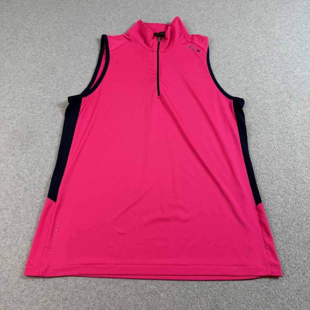 RLX Ralph Lauren Polo Tank Womens Medium Pink 1/4 Zip Sleeveless Golf Outdoors
